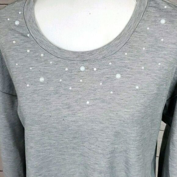 NY Collection, Gray blouse with pearl details, NWT - Picture 4 of 7